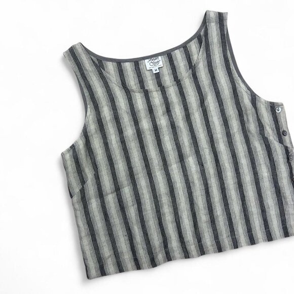 Margaret O’Leary Linen Striped Tank Top Blouse Sleeveless Medium European Summer - Picture 3 of 7
